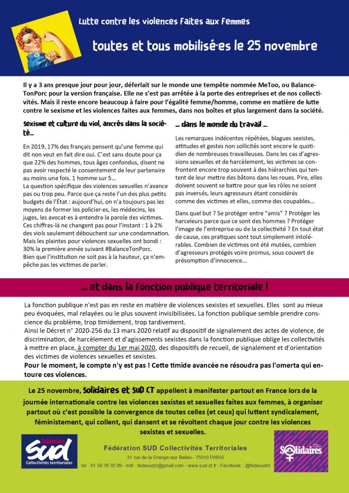 Lutte contre les violences faites aux femmes toutes et tous mobilisé·es le 25 novembre