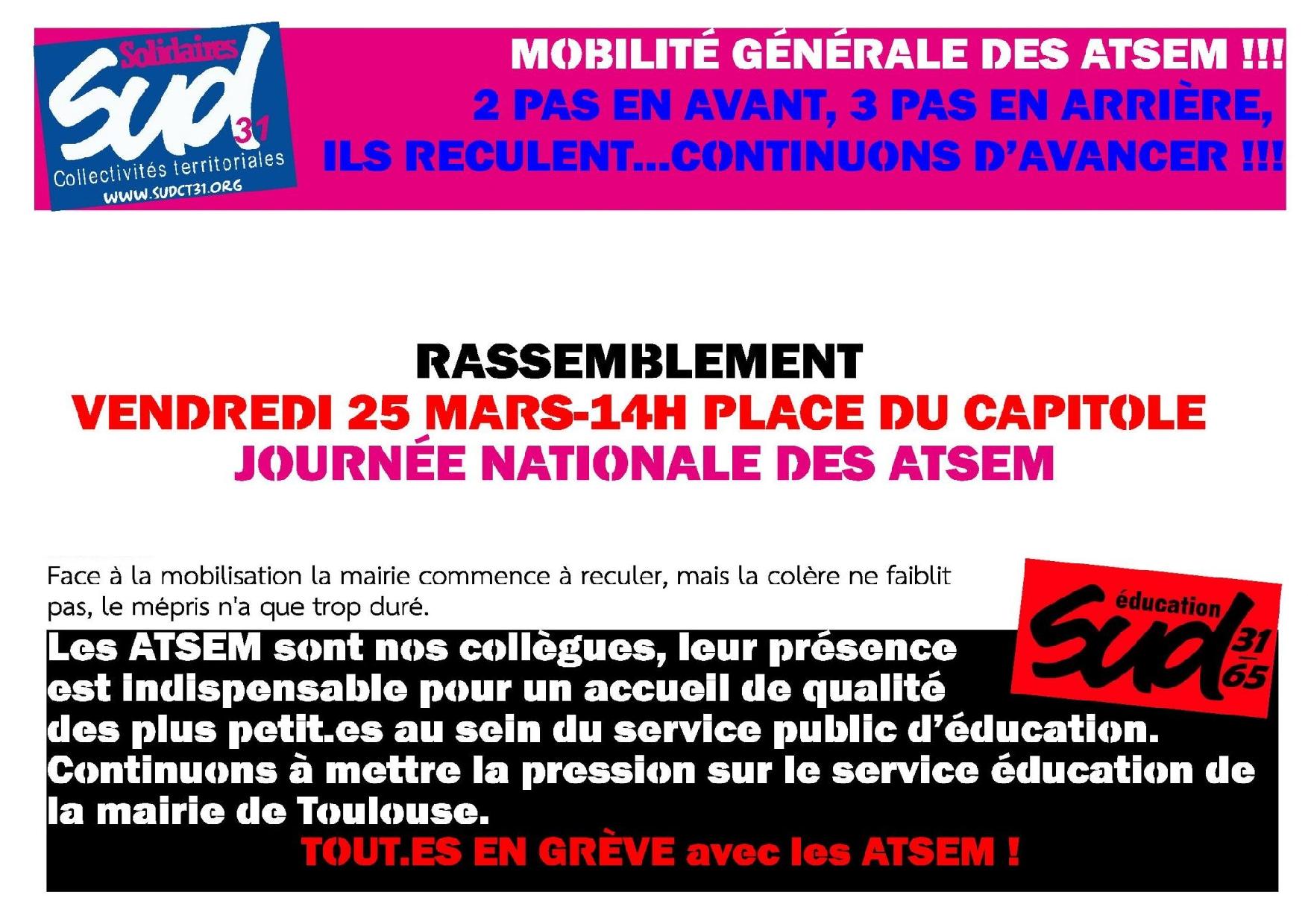 Grève le 25 mars contre une mobilité forcée des ATSEM