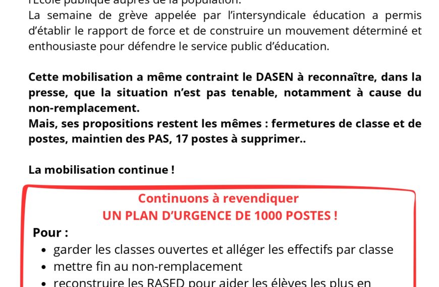 Carte scolaire, non remplacements, besoin d’AESH… En grève !